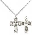  4-Way Catholic Medal Pendant Sterling Silver 3/4 inch 