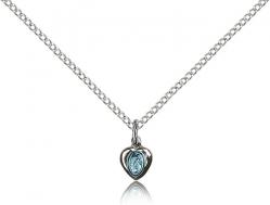  Mary Miraculous Medal/Heart Pendant Sterling 1/4 inch 