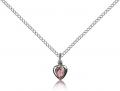  Mary Miraculous Medal Pink Heart Pendant Sterling Silver 