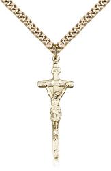  CRUCIFIX Pendant PAPAL CROSS 14K Gold Filled 1-3/8 inch 