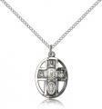  5-WAY Catholic Medal Pendant RCIA Sterling Silver 3/4 inch 