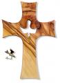  CROSS HOLY SPIRIT OLIVE WOOD 5 inch WITH LAPEL PIN 