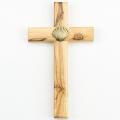  Cross Baptism Olive Wood with Shell Emblem 6 inch 