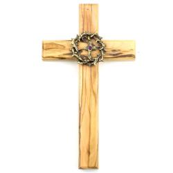  Cross Crown of Thorns Olive Wood 6 inch 