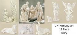  Nativity Set 27 inch OUTDOOR or Indoor Ivory 12 Pieces (27\" Scale) 