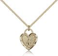  Mary MIRACULOUS Medal Heart Pendant 14K Gold Filled 5/8 inch 