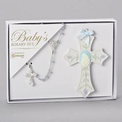  Children\'s Rosary Baby Baptism Cross Set Boy 