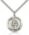  St. Francis Medal Pendant Sterling Silver 