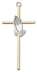  Children\'s Cross Praying Hands 6\" Gold & Brass 