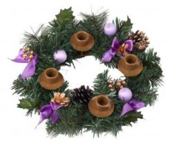  Advent Wreath Tabletop Garland Purple Ribbon 