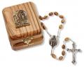  ROSARY OLIVE WOOD WITH BOX OUR LADY OF LOURDES 
