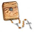  ROSARY OLIVE WOOD WITH BOX & RELIC 