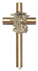 Cross St. Michael the Archangel Walnut/Gold 6\" 