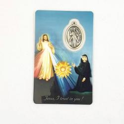  Prayer Card Divine Mercy with Medal 