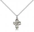  4-Way Catholic Medal Pendant Sterling Silver 5/8 inch 