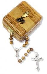  ROSARY OLIVE WOOD WITH BOX FIRST COMMUNION 
