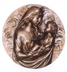  Medallion Statue  Blessed Virgin With Child Statue  29\" 