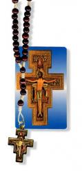  Rosary Wood San Damiano with Holy Card 
