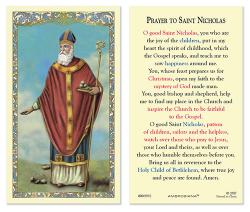  Prayer Card St. Nicholas Laminated LIMITED SUPPLIES 