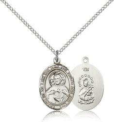  Jesus Sacred Heart Scapular Medal - Sterling Silver - 3 Sizes 
