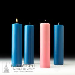  Advent Candle Set 3\" Dia PARAFFIN (BLUE/ROSE) 