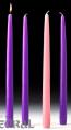  Advent Candle Tapers 12" Boxed Set of 4 (3 Purple/1 Rose) QTY DISCOUNT 
