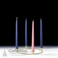  Advent Wreath Tabletop Brass 10" with Candles (3 Blue/1 Rose) 