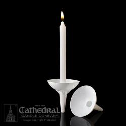 Votive / Vigil Processional Candle \'Drip Protectors, Handle/Holder White 