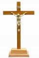  Crucifix Standing 10" Wood, Brass Corpus (AVAILABLE MAR 2023) 