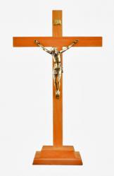  Crucifix Standing 14.5\" Wood, Brass Corpus 