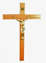  Crucifix 11\" Wood, Brass Corpus 