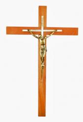  Crucifix 9\" Wood & Brass 