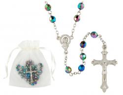  Rosary Black Aurora Borealis with Organza Bag 