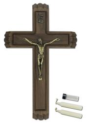  Crucifix Sick Call Walnut 13 inches 