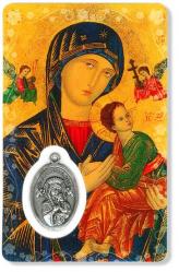  PRAYER CARD OUR LADY OF PERPETUAL HELP WITH MEDAL 