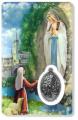  PRAYER CARD OUR LADY OF LOURDES WITH MEDAL 