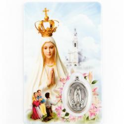  PRAYER CARD MARY OUR LADY OF FATIMA WITH MEDAL 