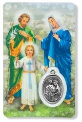  PRAYER CARD HOLY FAMILY WITH MEDAL 