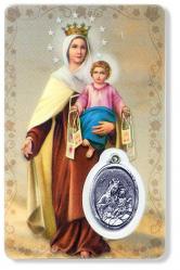  PRAYER CARD OUR LADY OF MOUNT CARMEL  WITH MEDAL 