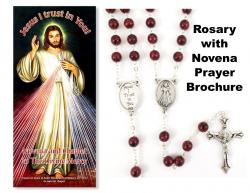  Rosary Red Divine Mercy with Novena Brochure 
