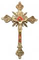  Crucifix 8" Gold Metal, Red Inlay 
