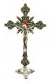  Crucifix Standing 9" Silver Red Inlay 