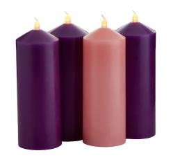  Advent Candle Pillar Set LED Battery 